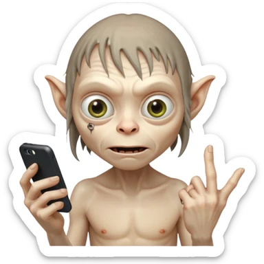 gollum typing a cellphone sticker