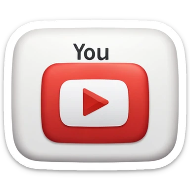YouTube logo, red rectangle with rounded corners and white play button in the center sticker