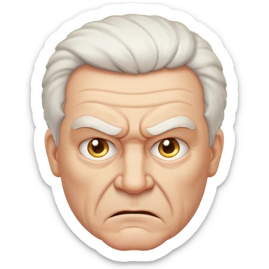 Angry older white male Italian angel cartoon face sticker