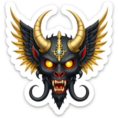 holy emblem with black wings with horn demon sticker