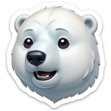 Cinematic Comical Polar Bear Portrait Emoji, Head tilted dramatically with an exaggeratedly shocked expression, featuring a robust, snowy build with wide, comically expressive eyes full of humorous disbelief, Simplified yet hilariously expressive features, highly detailed, glowing with a slightly sassy polar glow, high shine, dramatic yet playful, stylized with an air of quirky arctic attitude, soft glowing outline, capturing the essence of a meme-worthy polar bear that appears ready to side-eye its way into viral fame! sticker