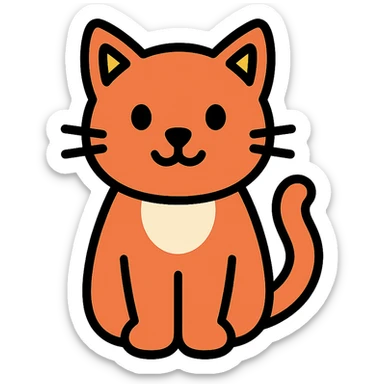 cat, lineal color icon with black outlines sticker