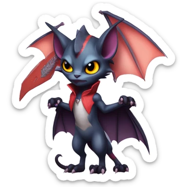  Kawaii Edgy Cool Vampiric Beautiful Noivern-Nargacuga-Litten with big Bat Ears full body sticker