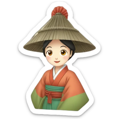 scarf-girl-in-the-heian-era-with-a-hat sticker