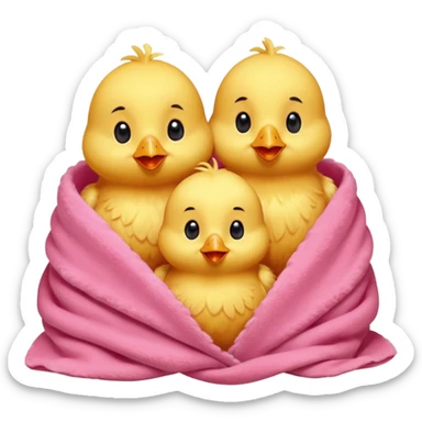 happy smile red chicks in pink blanket sticker