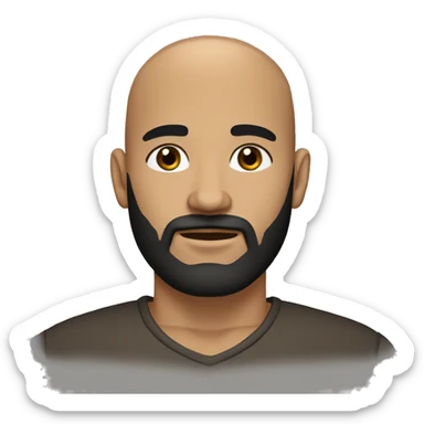 Light brown skin male, bald guy with a black beard and black eyebrows head only sticker