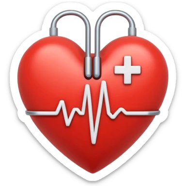 Minimal line-art icon of a heart with a pulse line inside, clean modern style, simple outlines, no background, transparent, represents “medical challenges / health difficulties sticker