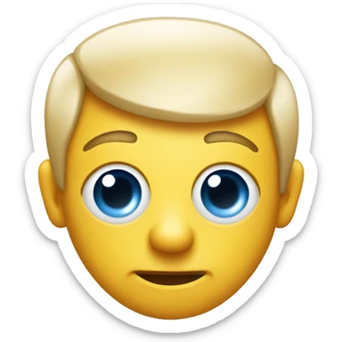 An emoji with one eye looking in a Different direction and it has a slick back and has it’s tongue out sticker