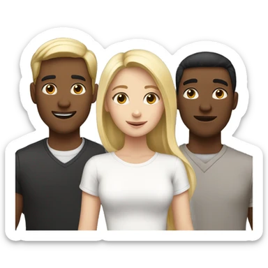 three friends, a blond girl, a tall brown guy, and another white black hair guy. sticker