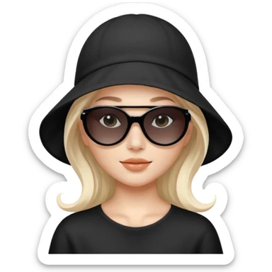 White girl with a white skincare face mask on, sunglasses and a black bonnett covering her hair sticker