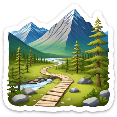 Kungsleden hiking trail in Swedish Lapland with mountains and forests sticker