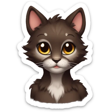 Anthro Shy Cute Cool Edgy Pretty Dark Brown Furry Feline Animal Anthro Sona sticker