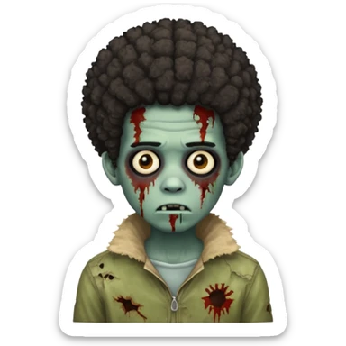 boy zombie with afro tapered African American hair sticker
