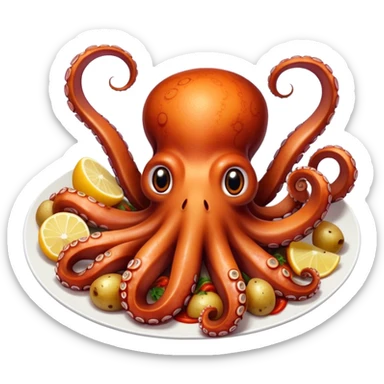 Octopus cooked in slices with paprika and potatoes sticker