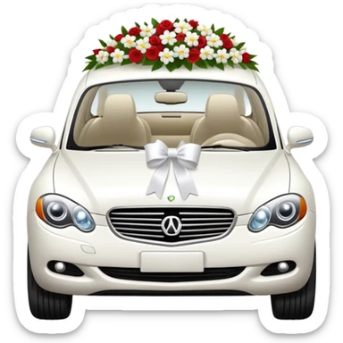 luxury car with wedding decorations, horizontal sticker