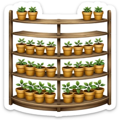 Large curved multi-tier Old plant rack  sticker