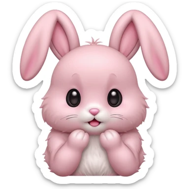 Pastel pink bunny, kawaii fluffy ears and body pretending to be shocked  sticker