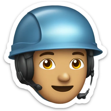 Youngman wearing , helmet safety and earplug sticker