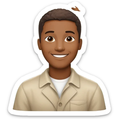 smiling black man with big teeth, standard male haircut, oval face, with Christ the Redeemer statue in the background, Rio de Janeiro, no glasses sticker