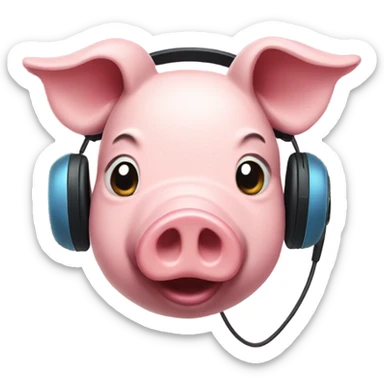 Pig with a gaming headset on  sticker
