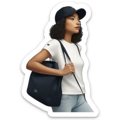 Lacoste bag latin girl with black lacoste cap sticker