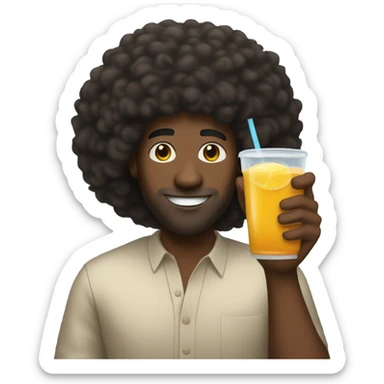 Black guy with Afro and drink in hand sticker