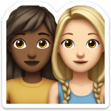 Two best friend first one dark brown hair and brown eyes tall second dark blond and blue eyes short sticker