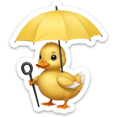 baby Duck holding white umbrella sticker