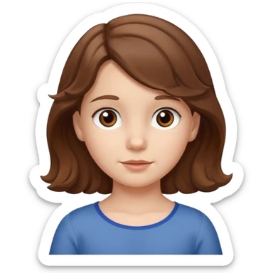 3yr old very white girl with wavy brown hair in front of the sholders and brown eyes sticker