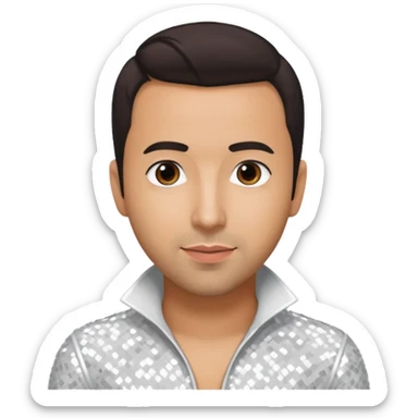 Howie Dorough from Backstreet Boys with dark brown hair, white sequin outfit sticker