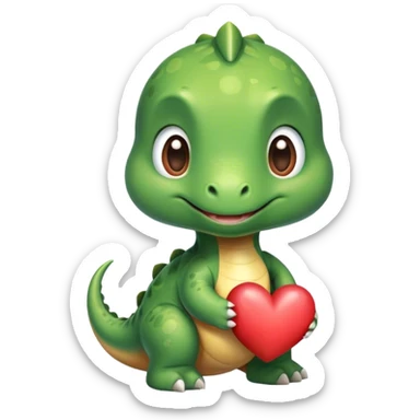 heart-shaped face of a baby dinosaur  sticker