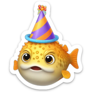 blowfish wearing happy birthday hat “Priya” sticker