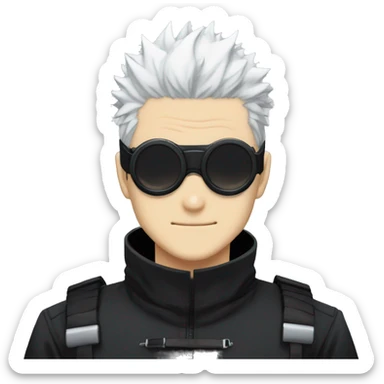 Gojo Satoru Jujutsu Kaisen anime white hair with black round black goggles sticker