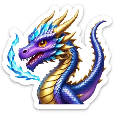 Amazing cool dragon with golden purpleish blue aura firing a energy blast which looks cool and dangerous at the sametime sticker