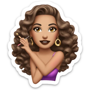 maquilladora con brochas de maquillaje hermosa y glamour sticker