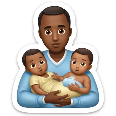 Sean “Diddy” Combs with baby oil and a very small infant sticker