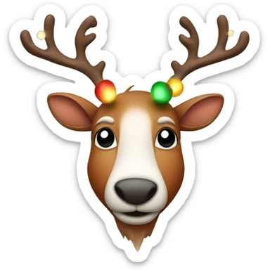 rudolf red nose reindeer with christmas lights on antlers sticker