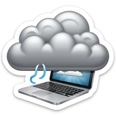 Computer transforming into a cloud sticker