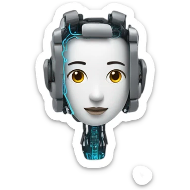 artificial intelligence as a person with robotic traces sticker