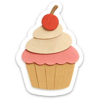 cupcake, layered paper textures, handmade look sticker