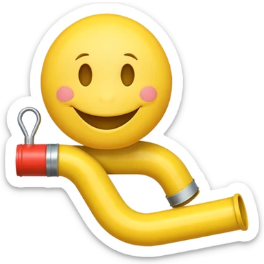 A smiley face with a yellow tube coming out its mouth sticker