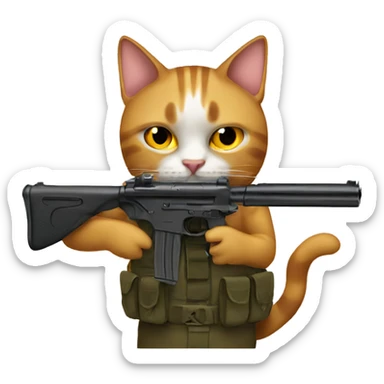 Cat shooting guns sticker