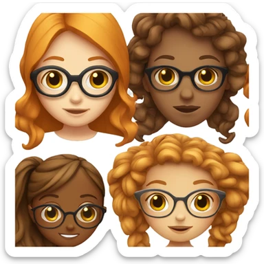 Ginger girl with glasses and a  brunette Mexican girl sticker