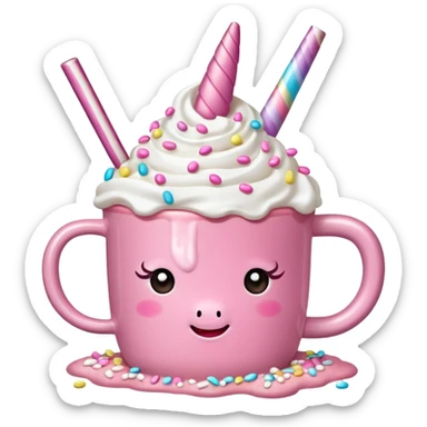Make a pink unicorn hot cocoa sticker