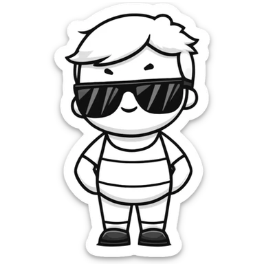 Fun character looking super cool with sunglasses and a confident pose sticker