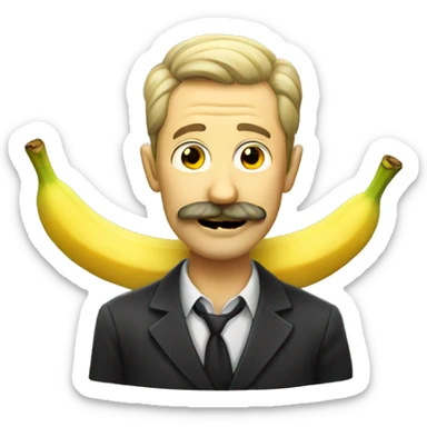 Creepy man with banana mustache  sticker