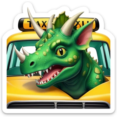 angry office triceratops in a taxi sticker