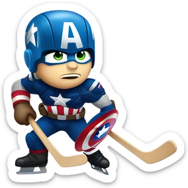 Captain America playing hockey  sticker