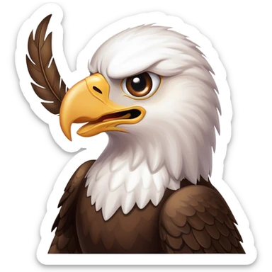 Eagle playing hockey with a black eye and missing teeth sticker