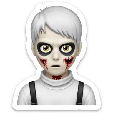 zombie boy with emo hair and white shirt with a ski mask on hair from Nike da syna no mask zombie  sticker